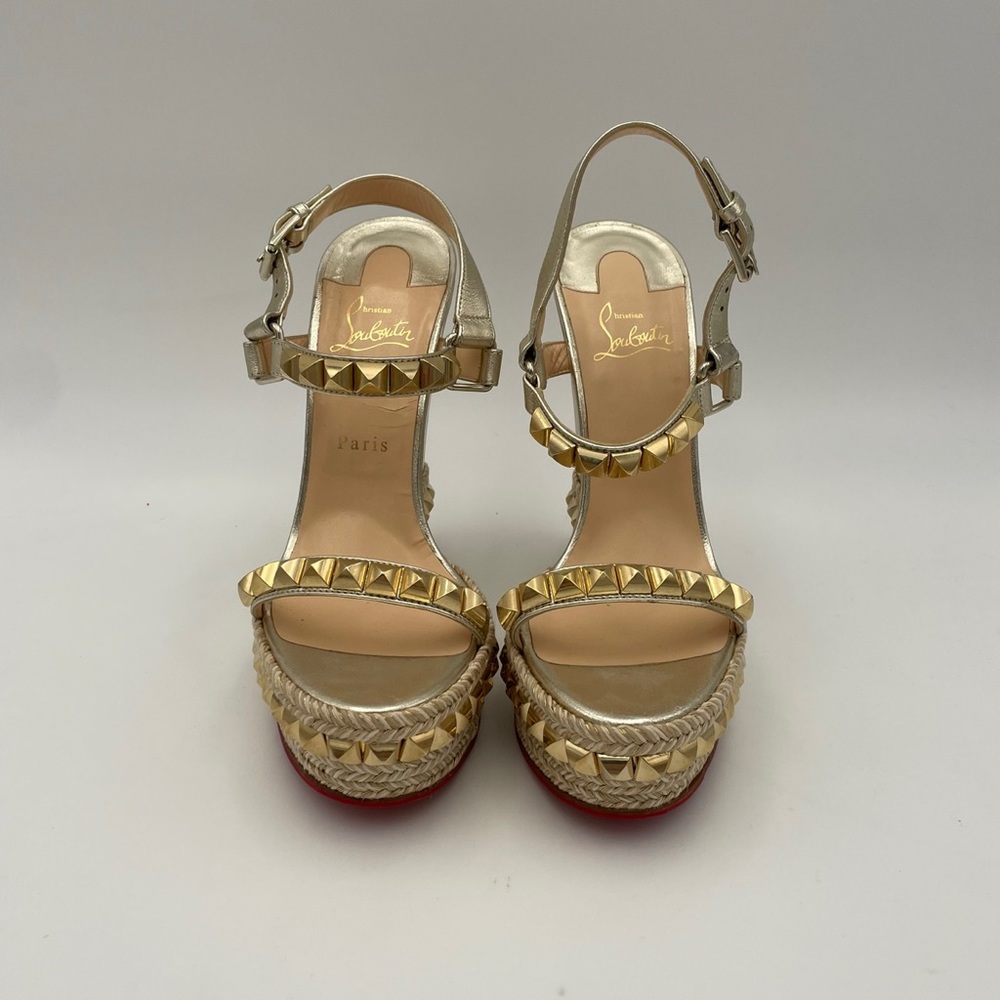 (SOLD) Christian Louboutin Cataclou 140 Nappa Silk Wedge's (1160975)- Size 40 EU - Picture 2 of 14